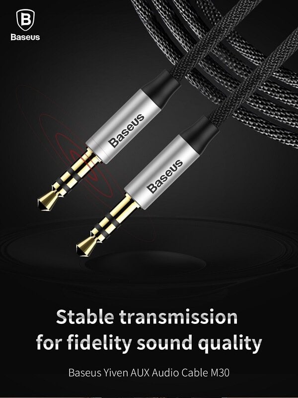 Baseus 3ft /1M 3.5mm Aux Auxiliary Cable Male to Male Audio Stereo Cord Baseus 3ft /1M 3.5mm Aux Auxiliary Cable Male to Male Audio Stereo Cord